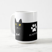 Black Cat Mug Gift for Cat Lovers | Personalized コーヒーマグカップ (正面左)