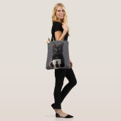 Black Cat "MY HUMAN" Tote Bag - Funny Canvas Tote トートバッグ (モデル)