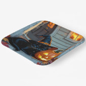 Black Cat Napping on Pumpkin Halloween ペーパープレート (傾斜あり)