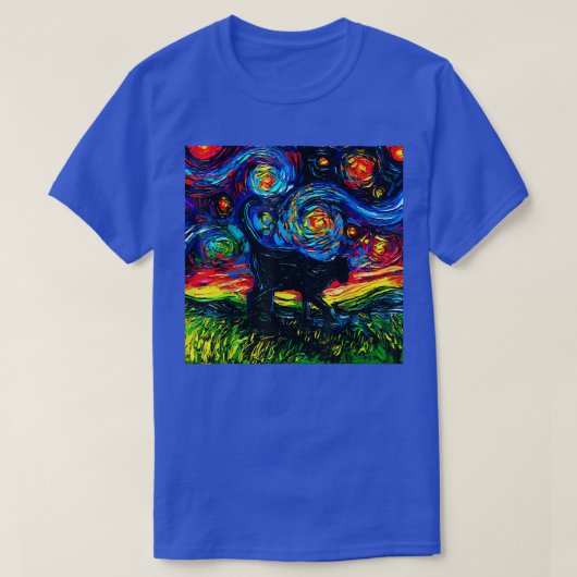 Black Cat Night 4 Van Gogh Cat Gift, Cat Tシャツ (デザイン正面)
