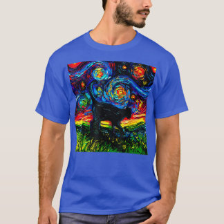 Black Cat Night 4 Van Gogh Cat Gift, Cat Tシャツ