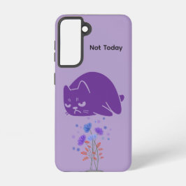 Black Cat Not Today Galaxy Case – Purple Samsung Galaxy S21ケース