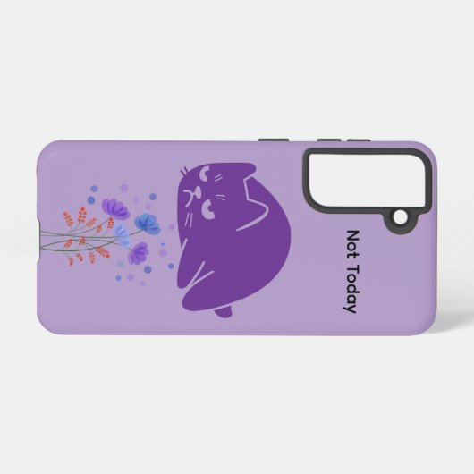 Black Cat Not Today Galaxy Case – Purple Samsung Galaxyケース (裏面横)