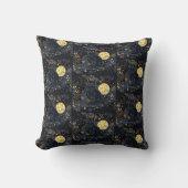 Black Cat of the Starry Skies Whimsical Pattern クッション (正面)