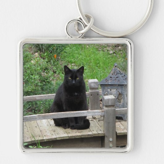 Black Cat on a Bridge Keychain キーホルダー (正面)