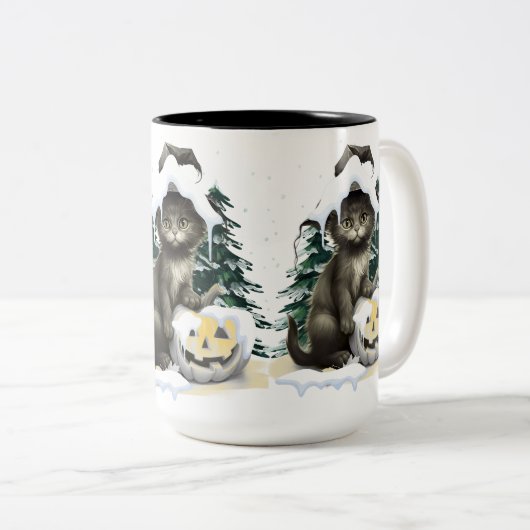 Black Cat On A Jack ツートーンマグカップ (正面右)