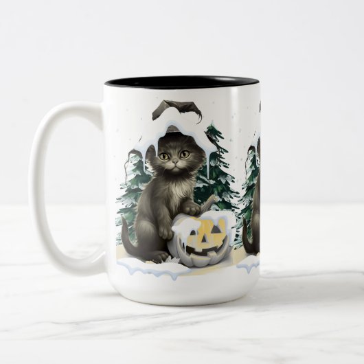 Black Cat On A Jack ツートーンマグカップ (左)