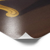 Black Cat on Blue Floral Armchair フォトプリント (角)