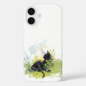 Black Cat on Grass iPhone 16ケース Case-Mate iPhoneケース (裏面)