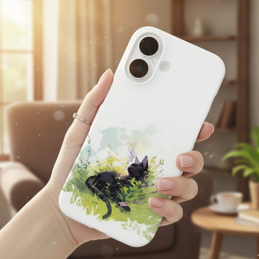 Black Cat on Grass iPhone 16ケース Case-Mate iPhoneケース