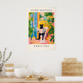 Black Cat on Toilet Mattise Style Bathroom Print ポスター (キッチン)