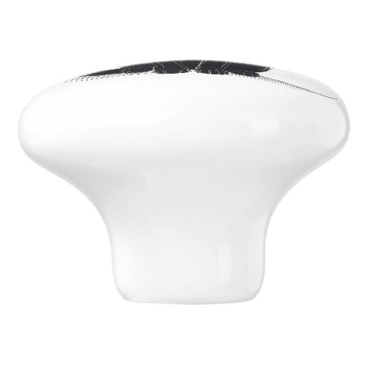 Black cat on white background door pull セラミックノブ (側面)