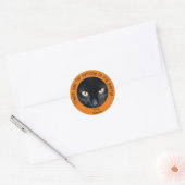 Black Cat Orange Halloween Thank You Stickers ラウンドシール (封筒)