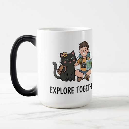 Black Cat Owner World Travel Adventure Coffee Tea モーフィングマグカップ (左)