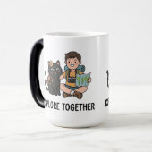 Black Cat Owner World Travel Adventure Coffee Tea モーフィングマグカップ (正面左)