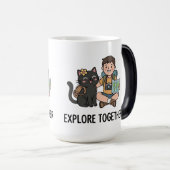 Black Cat Owner World Travel Adventure Coffee Tea モーフィングマグカップ (正面右)