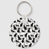 Black Cat Pattern Keychain キーホルダー (正面)