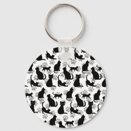 Black Cat Pattern Keychain キーホルダー