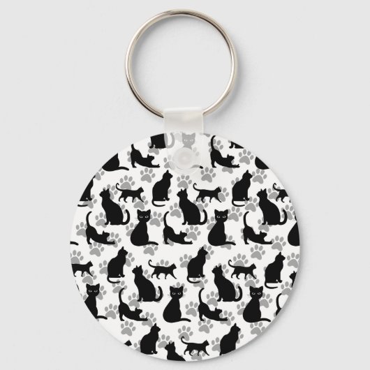 Black Cat Pattern Keychain キーホルダー (正面)
