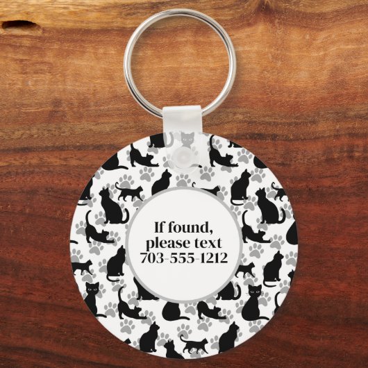 Black Cat Pattern Keychain キーホルダー (裏面)