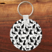 Black Cat Pattern Keychain キーホルダー (正面)