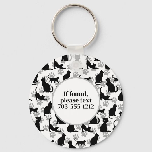 Black Cat Pattern Keychain キーホルダー (裏面)