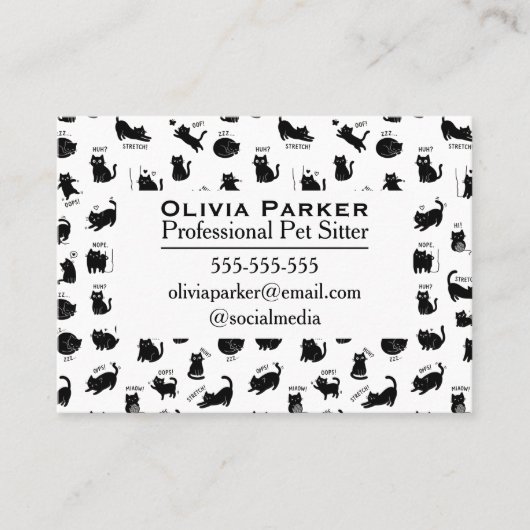 Black Cat Pattern Professional Pet Sitter 名刺 (正面)