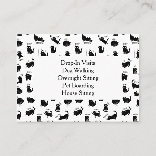 Black Cat Pattern Professional Pet Sitter 名刺 (裏面)