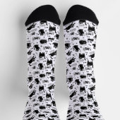 Black Cat Pattern Socks – Funny Cartoon Feline ソックス (上部)