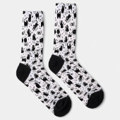 Black Cat Pattern Socks – Funny Cartoon Feline ソックス (右)