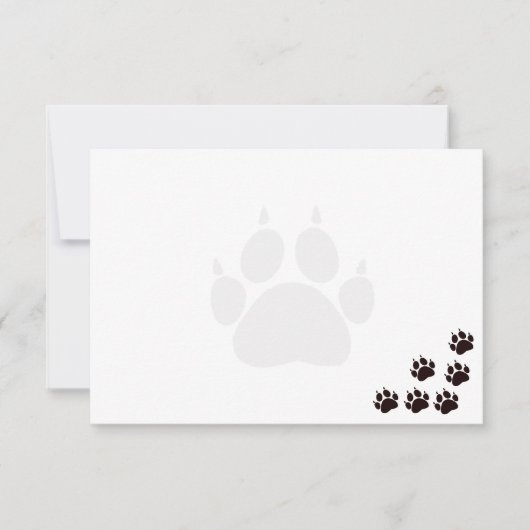 Black Cat Paw Prints Monogram Blank ノートカード (正面)