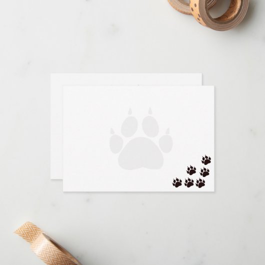 Black Cat Paw Prints Monogram Blank  ノートカード (正面/裏面インサイチュ)