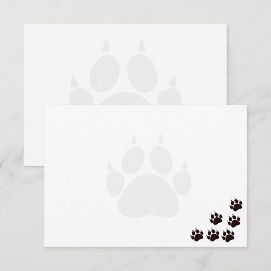 Black Cat Paw Prints Monogram Blank  ノートカード (正面/裏面)