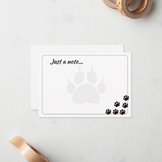 Black Cat Paw Prints Monogram Custom Just a Note  ノートカード (正面/裏面インサイチュ)