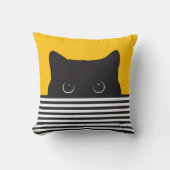 Black Cat Peeking クッション (正面)