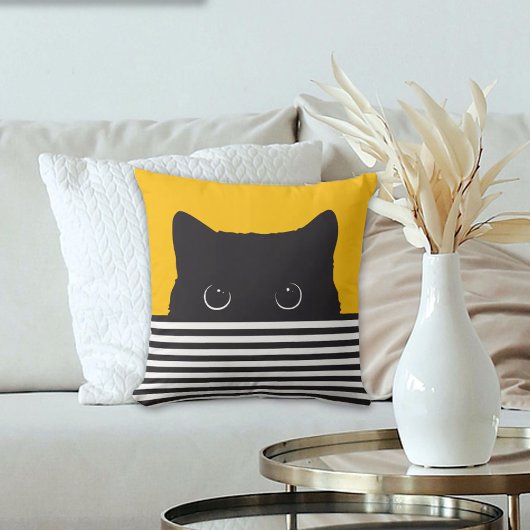 Black Cat Peeking クッション