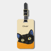 Black Cat Peeking ラゲッジタグ (正面縦)