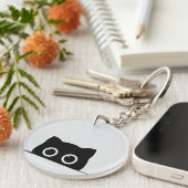Black Cat Peeking Keychain キーホルダー (正面右)