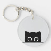 Black Cat Peeking Keychain キーホルダー (正面)