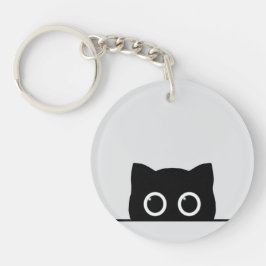 Black Cat Peeking Keychain キーホルダー