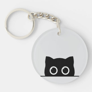 Black Cat Peeking Keychain キーホルダー