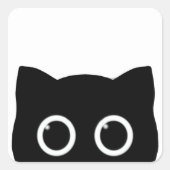 Black Cat Peeking Sticker スクエアシール (正面)