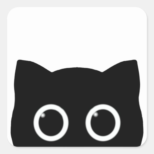 Black Cat Peeking Sticker スクエアシール (正面)