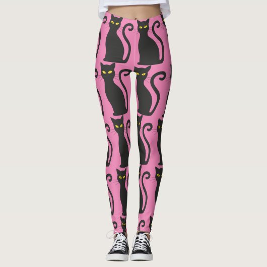 BLACK CAT PINK YOGA PANTS LEGGINGS レギンス (正面)