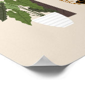 Black Cat Plant Lover Cozy Home Aesthetic Modern  ポスター (角)