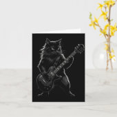 Black Cat Playing Electric Guitar Gothic Rocker  カード (黄色い花)