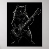 Black Cat Playing Electric Guitar Gothic Rocker ポスター (正面)