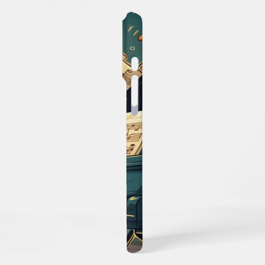 Black Cat Playing Piano Cool Pianist Gift iPhoneケース (左側面)