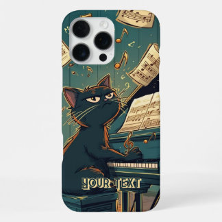 Black Cat Playing Piano Cool Pianist Gift iPhone 16 Pro Maxケース