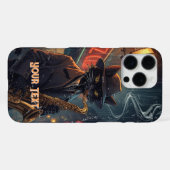 Black Cat Playing Saxophone Angry Saxophonist iPhoneケース (裏面横)